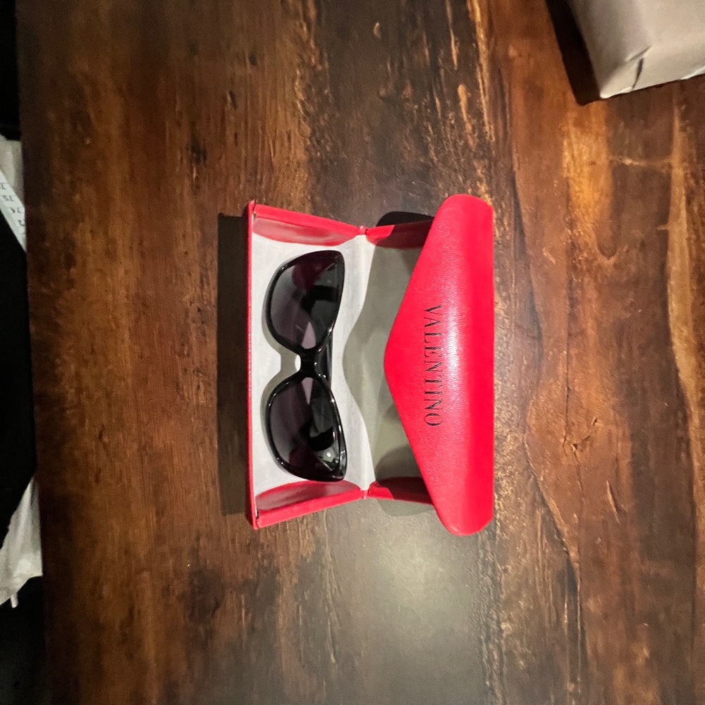 Valentino Black Sunglasses with Vibrant Red Case